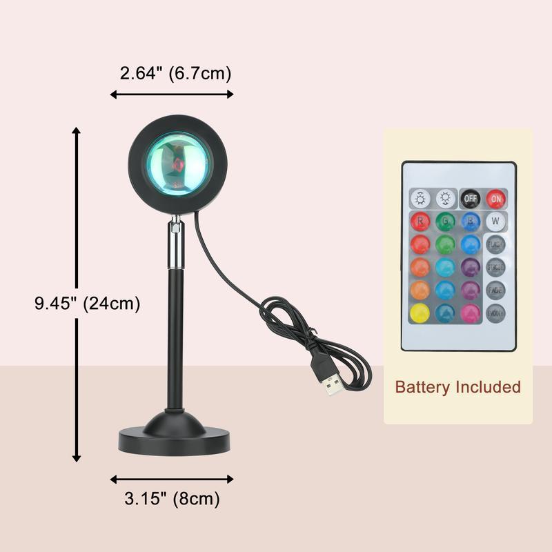 Fall Sunset Lamp Projector Light 180° Adjustable Sunset Mood Lamp, 4 Modes, Remote Control RGB Ambient Night Light for Bedroom, Gaming Room, Live Streaming Photography & Parties home wall decor party live streaming Halloween