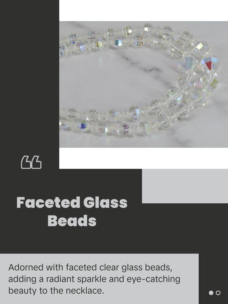 Silver Necklace With Faceted Clear Glass Beads