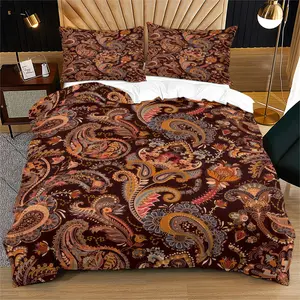 Retro Paisley Cashew Pattern Quilt Set, Soft And Durable Bedding Set, Includes 1 Quilt Cover And 1 Or 2 Pillowcases, Suitable For Children And Adults' Daily Holiday Birthday Gifts Bedroom Decorations