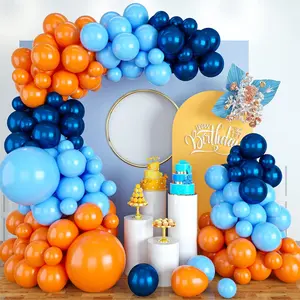 Blue balloons garland arch kit, navy blue and orange balloon arch kit, blue and orange latex balloons party balloons for birthday decoration wedding baby shower engagement diy decoration party supplie