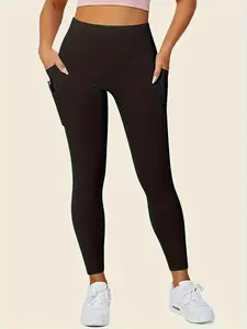 High-waisted yoga pocket leggings for women, solid color yoga leggings, casual tight pants Soft Crossover Pocket Leggings High-Waisted Shaping with Pockets Yoga Pants