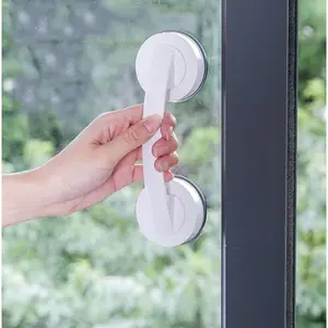 Powerful Suction Cup Glass Mirror Door Handle, Refrigerator Drawer Bathroom Suction Cup wall handrail, Bathtub Shower Handle Kitchen Drawer Cabinet Handle (White Large)