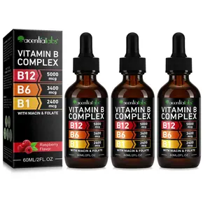 Vitamin B12 & B6 Liquid Drops 5000mcg - Sublingual Methylcobalamin B12 Complex for Energy, Brain & Heart Support - Raspberry Flavor, Fast Absorption for Men & Women - Made in USA, 3 Pack (6 fl oz)