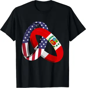 100%cotton Peru American Ring Heritage Month Peruvian Flag T-Shirt