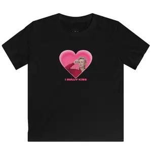 Funny I Bully Kids Pink Heart Shaped Sue Print Cute Glee Inspired Iconic Sue Sylvester Graphic Fun T-Shirt