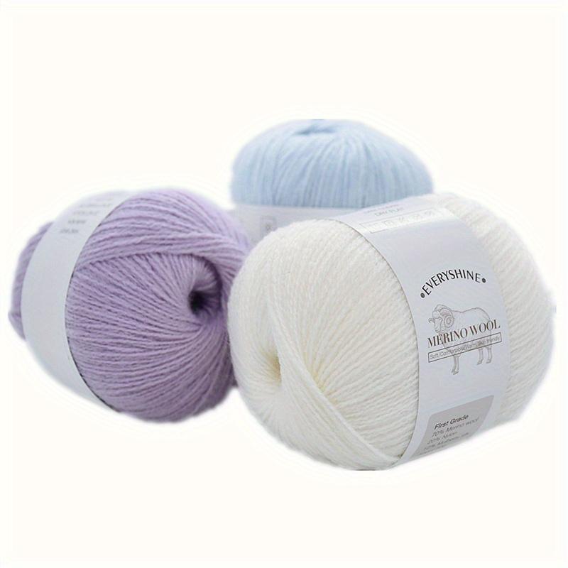 1pc Merino Wool Yarn - Luxury, Warm, Soft, Lightweight for Knitting, Crochet, DIY Projects (70% Merino Wool, 20% Nylon, 10% Mulberry Silk, 50g, 340m)