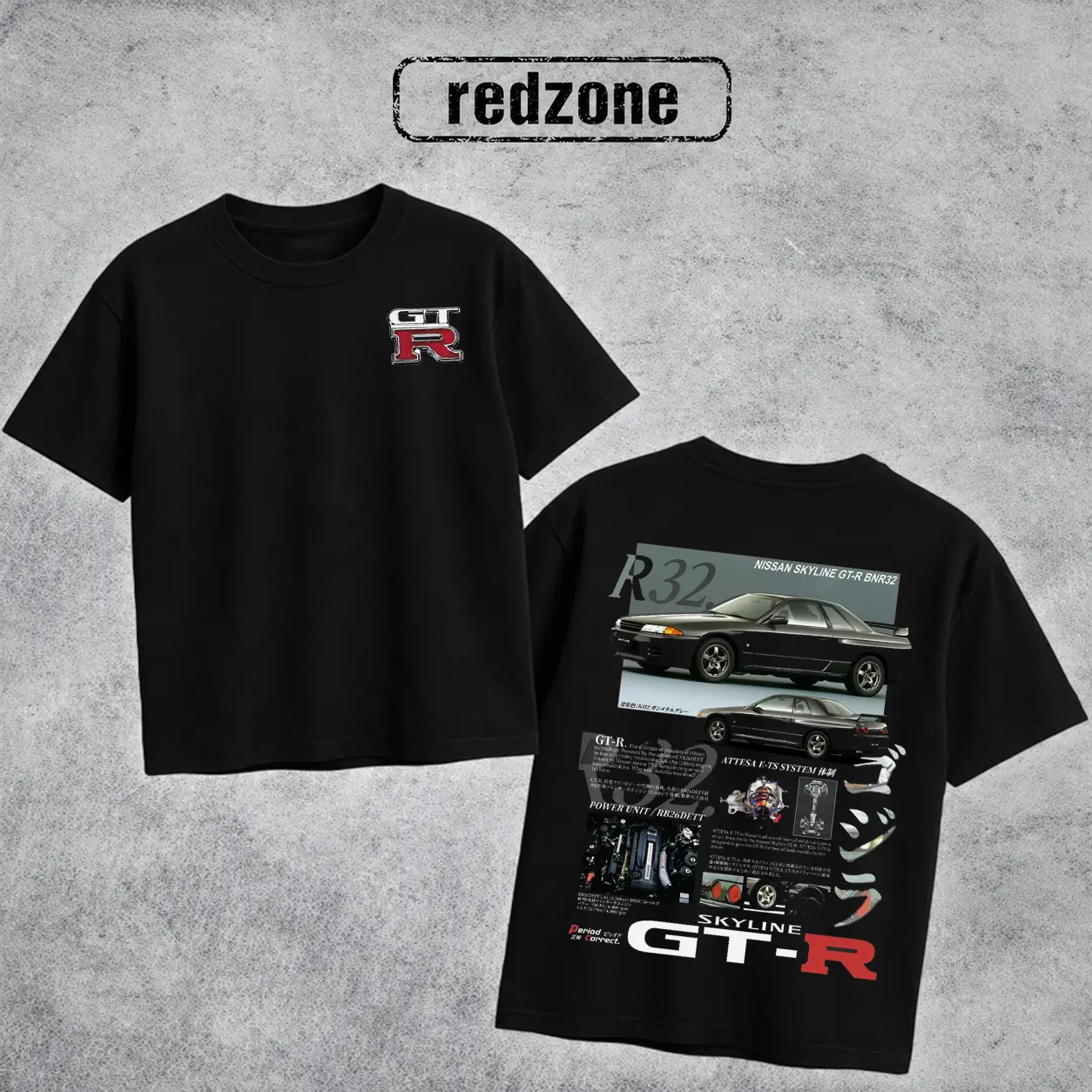 Vintage R32 Skyline GT-R Graphic T-Shirt, Japanese JDM Turbo RB26DETT Legend Tee, Heavyweight Cotton Boxy Streetwear