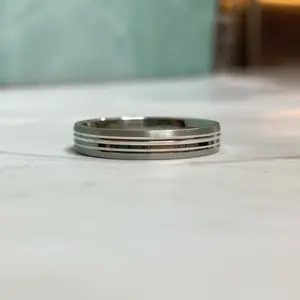 Minimalist 925 Silver Ring · Triple Line Engraved Band · Gift for Him/Her, Unisex, Adults
