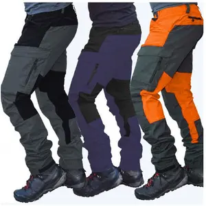 New Men's Slim Fit Outdoor Sports Motorcycle Casual Multi-Pocket Color Block Cargo Pants