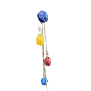 32 inch 5 Bell Rustic Wind Chime Handcrafted with Natural Jute Rope & Colorful Cowbells for Outdoor Decor and Gifts
