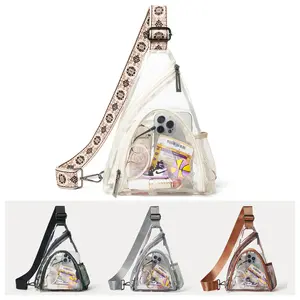 LATMAP Clear Bags Stadium Approved Crossbody Bags for Women Men, Versatile Crossbody Bag, Transparent Sling Chest Purse Shoulder Bag for Stadium Events Concerts, Great Gift for Birthday Holidays