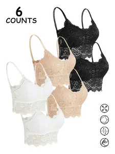 6 Piece Set of Premium Lace Camisoles, Super Soft and Skin-Friendly, Comfortable Wear for All Seasons, Available in Multiple Colors