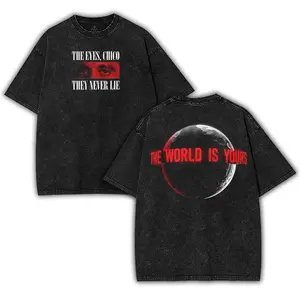 Scarface Movie The World Is Your Shirt, Unisex Oversize Washed Cotton Film Tee Cinema T-shirt, Director Gift, Movie Buff Apparel, Film Festival Wear, Cinema Fan Top graphic tee