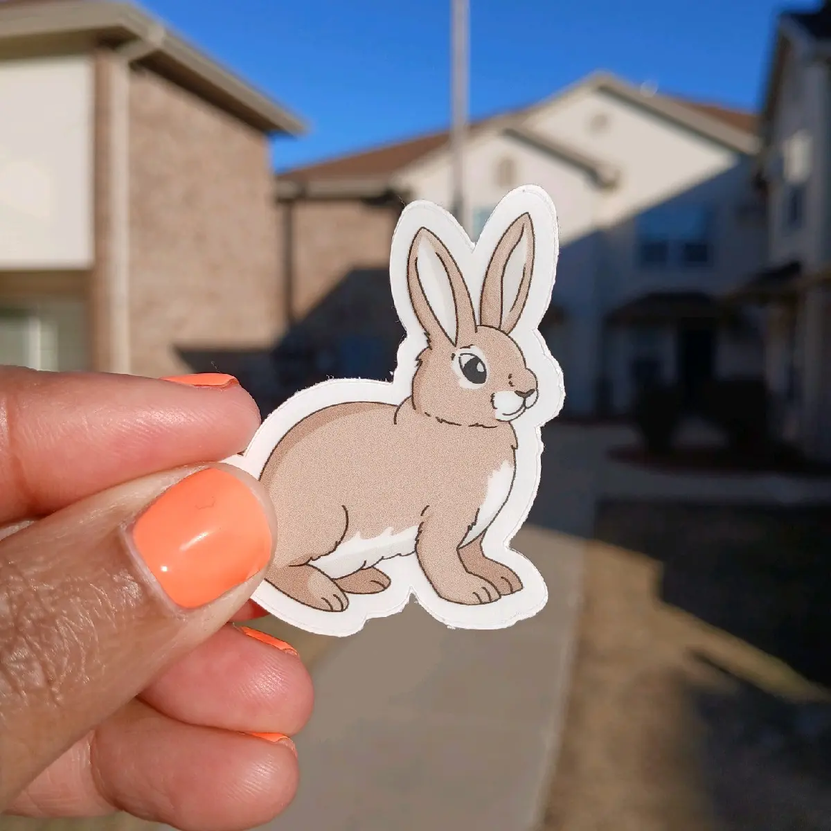 Mini Bunny Sticker - 1.6 x 2.0in Clear Vinyl Waterproof & Dishwasher Safe for Water Bottles Scrapbooking Planners