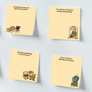 4pcs Funny & Cute Animal Sticky Notes 3x3 Inch 50 Sheets Funny Office Note Pads Adhesive Funny Sticky Notes for School Office Home Supplies Students Teachers Gift, Adhesive Tabs