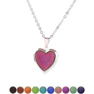 Temperature Sensing Color Changing Pendant Necklace Love Heart Butterfly Turtle Dolphin Moon  Mood Necklace for Girl Women