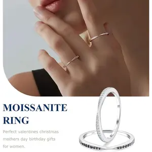 Moissanite Sapphire/Emerald/Ruby  Wedding Ring 925 Sterling Silver 2mm Width Stackable Birthstone Rings for Lover Women Bow Ring  princess cut ring halorings