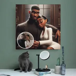 Custom Cartoon Style Framed Canvas  with Your Photo - Wooden Frame, Perfect for Weddings, Pets & Family Memories - Personalized Wall Art Decoration for Home, Office, or Gift, Indoor/Outdoor Use, Farmhouse/American Ar, Father's Day, Independence Day