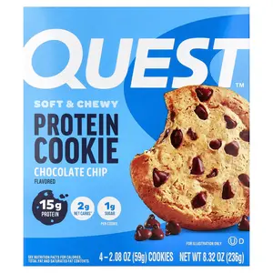 Quest Nutrition Protein Cookie, Chocolate Chip, 4 Cookies, 2.08 oz (59 g) Each