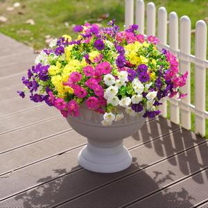 artificial potted plant, 10pcs faux flower with uv protective function, uv resistant flower, decorative flower for outdoor home flowerpot porch terrace decoration, home decor