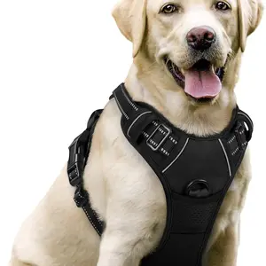 Adjustable Dog Harness with Reflective Oxford Fabric, Soft Padding Design, Control Handle, Large Dogs, L Size, Adjustable Safety Harness, Reflective Strip Harness