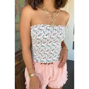 Floral Smocked Strapless Top