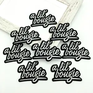 A Lil Bougie Text Embroidered Iron-on/Sew-on Patches, 8 Counts/set Iron-on/Sew-on Appliques for Clothing, Hats, T-shirts & Jackets