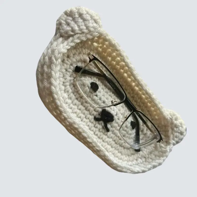 Crocheted bear eyeglasses holder- accessories- crochet- kawaii bear- glasses