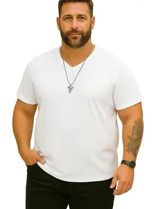A1 Sports Wear Men's V-Neck White T-Shirt Classic Cotton Short Sleeve Undershirt Multipack Options Plus Size S to 5XL Comfortable Everyday Wear