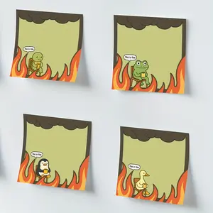4pcs Funny "This is Fine" Sticky Notes 3x3 Inch 50 Sheets Funny Office Note Pads Adhesive Funny Sticky Notes for School Office Home Supplies Students Teachers Gift