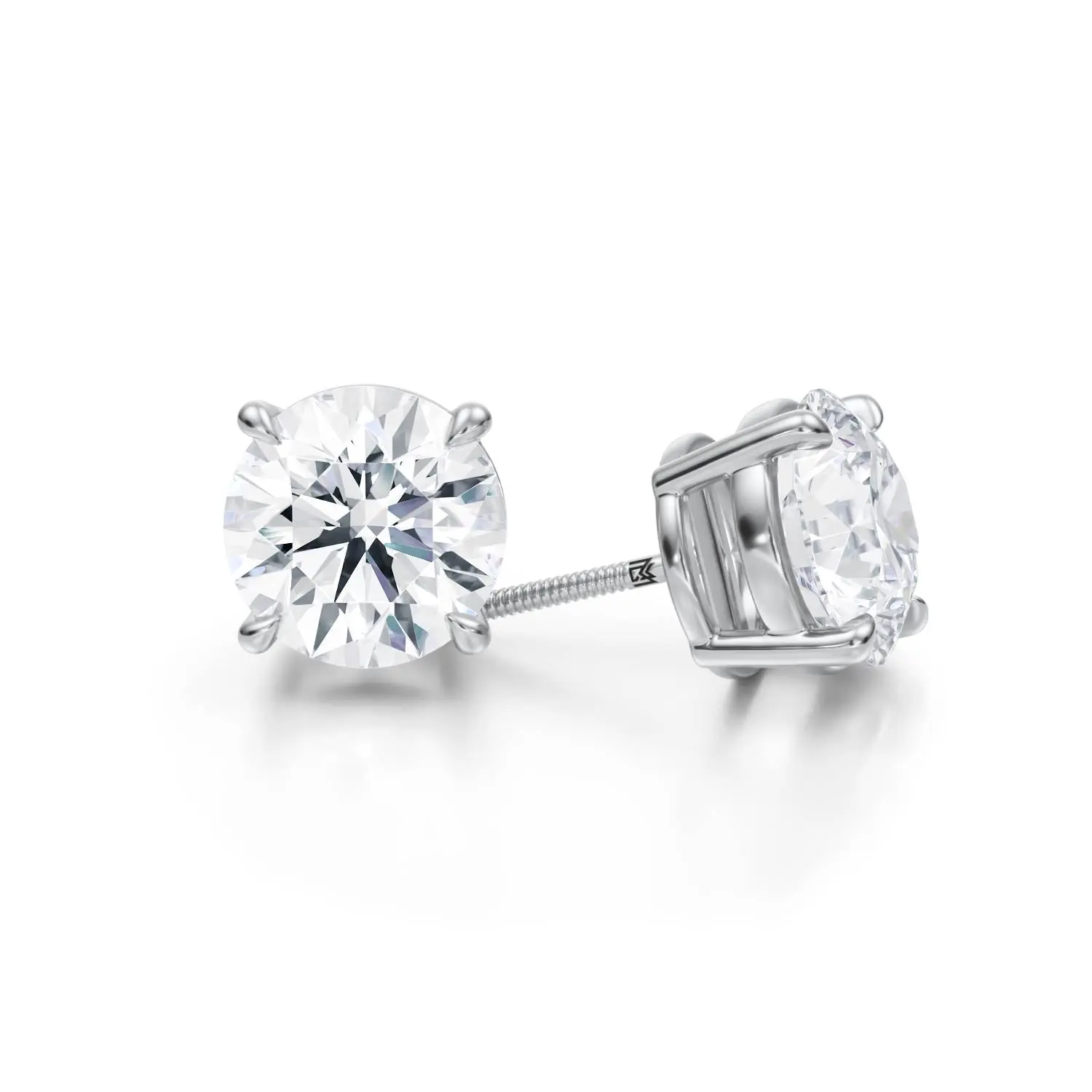 8 Carat Total Weight Round Lab Grown Diamond Stud Earrings (IGI Certified F VS1)