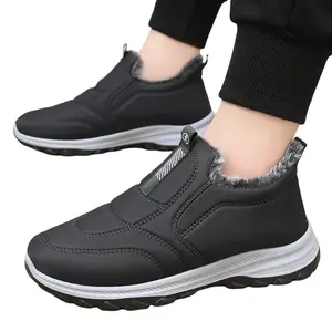 Mens Snow Boots Lightweight Thermal Ankle Boots Non-Slip Slip On Sneakers Comfortable Winter Thick Fur Shoes For Travel Hiking