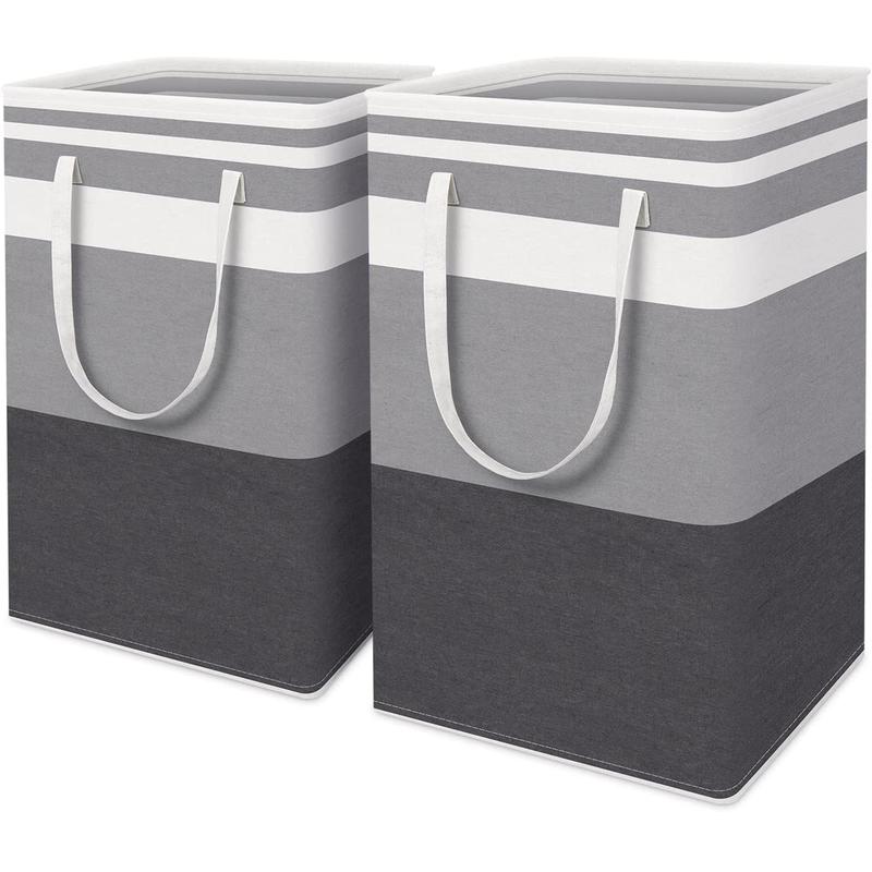 2 Pack Large Laundry Basket 75L - Waterproof Freestanding Clothes Hamper, Tall & Collapsible, Ideal for Laundry Toys and Dorm Use