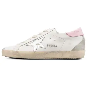 Golden Goose Super-Star Leather Round-Toe Low-Top Sneakers for Women in Silver Distressed Finish Trending Shoes, House White Official Shoes to Get / Maison Mihara Verifiable, with credentials and supporting global authentication