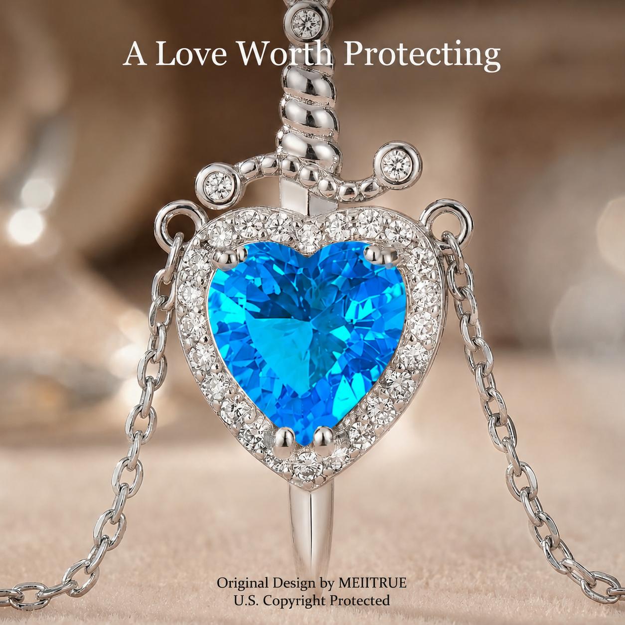 MEIITRUE Shared Bond Heart & Sword Necklace Set. Keep One Share One, 14K Gold Plated CZ Pendant Jewelry Gift for Best Friends Sisters Couples & Loved Ones MEIITRUE Shared Bond Heart & Sword Necklace Set. Keep One Share One, 14K Gold Plated CZ Pendant Jewelry Gift for Best Friends Sisters Couples & Loved Ones