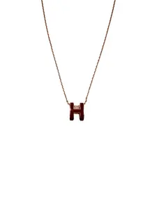 Pre-owned Hermes Mini Pop H Necklace,Rose Gold Plated Chain/Red Large"H" HMN14
