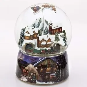 37753 Glitterdomes 150mm 8 Inch Musical Snow Globe with Santa in Sleigh