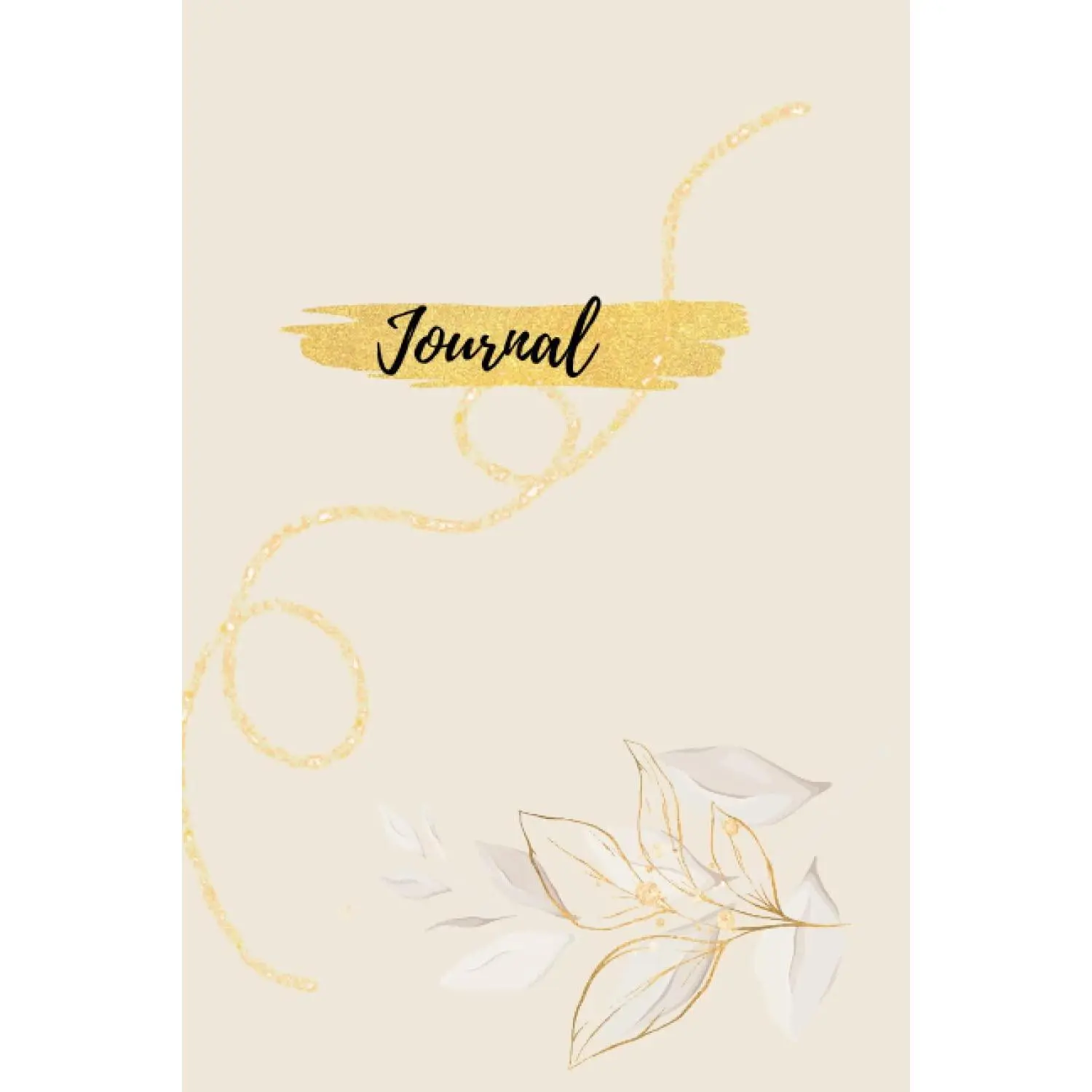 Notebook/Journal: Aesthetic Beige and Gold with Flowers
