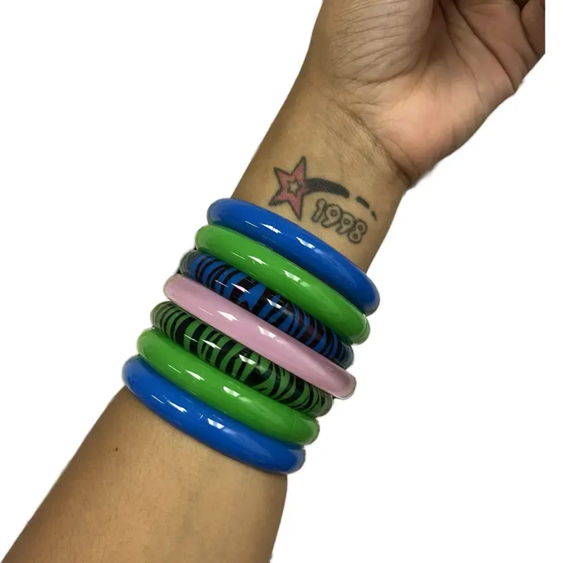 7 Piece 2000s Emo Scene Bracelet Set | Gyaru | Tumblr Mid 2000s trendy jewelry accessory Bracelet for Women gift couple