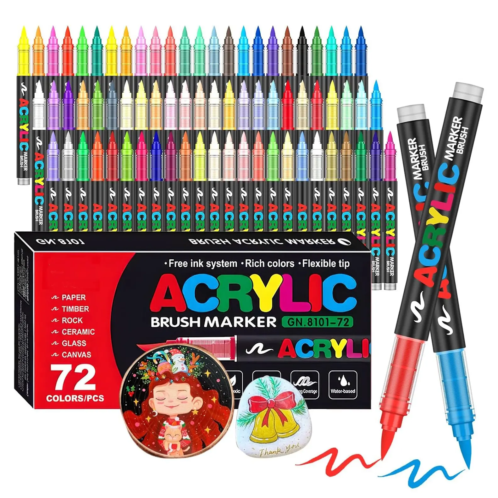 Acrylic Paint Pens Markers Set,Brush Tip Paint Markers For Rock Painting Wood Canvas Stone,Christmas Gift DIY Crafts Customizing my shoes/phone case, Diy Painting Supplies, Art Craft Supplies, Art Materials