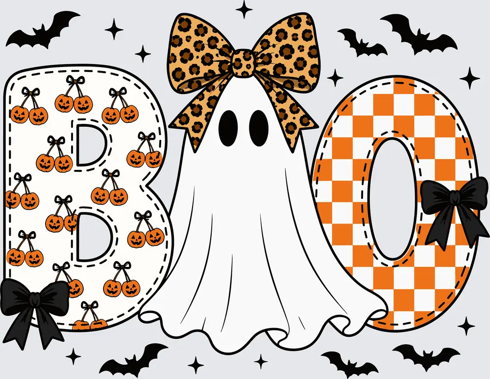 Boo Halloween DTF Transfer - Direct to Film Transfer - THIS IS NOT A T-Shirt or Digital Product