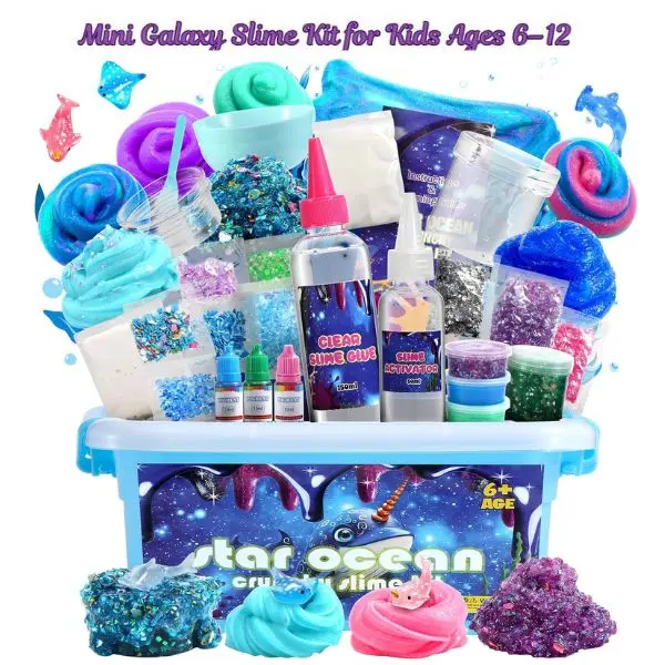 Multicolor Sparkling Mini Galaxy Slime Squishy Kit - 10 oz High Quality Soft Moldable Squishy, Unisex Cosmic DIY Space Set, Easy-to-Use Fidget Craft Toy, Squishies Toys for Kids 6+, Ideal Birthday Gift