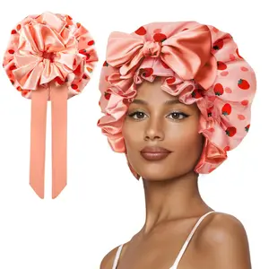 Silk Bonnet for Sleeping Women,Vettres Satin Hair Shower Cap 2025 Tie Band Adjustable Straps Head Wrap for Curly Hair Strawberries F Haircare Heatless Full Length Smart Touch Dimmable Mirror Waterproof Narrow Bathroom Locker with Wheels bnb Black
