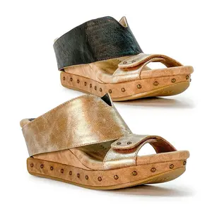 Modzori Argo reversible Sandal - Gold Color with Studs and Comfortable Design for Everyday Wear