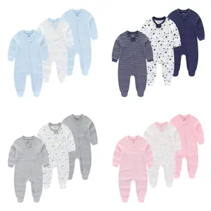 Kiddiezoom Baby Cotton Footed One-Piece Romper Multiple color combinations Jumpsuit Set For Newborn baby Pajamas