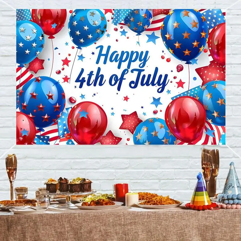 Independence Day Party Backdrop, 1 Count Independence Day Party Decoration, Party Background for Indoor & Outdoor Decoration, Banners