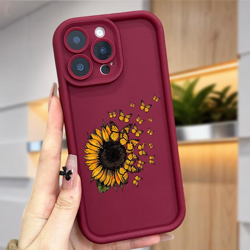 Blown Sunflower Case for iPhone 17 Air 16 16e 15 14 13 12 11 Pro Max Plus X XS Shockproof Non Slip Military-Grade Protection Silicone Cover