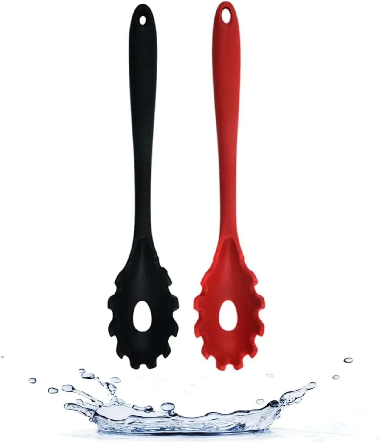 Silicone Pasta Fork (11.2"), 2-Pack Spaghetti Server Spoon Heat Resistant 600°F, Food Grade Pasta Spoon, BPA Free, Noodle Spoons. (Silicone)