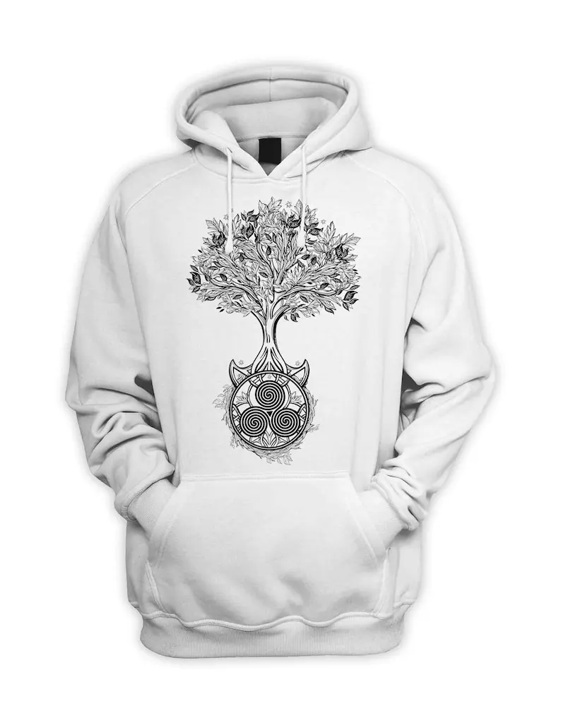 Celtic Spiral Tree of Life Pullover Pouch Pocket Hoodie Hooded Sweatshirt - Pagan Wiccan Wicca Druid, Viking Hoodie, Viking Sweatshirt, Viking Pullover, Viking Shirt, Viking Clothing, Viking Gift
