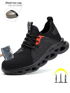 Steel Toe Shoes for Men Work Shoes Lightweight Safety Sneakers with Puncture Resistant Anti-smash Lightweight Comfortable fashion Indestructible Shoes for Construction Warehouse Work